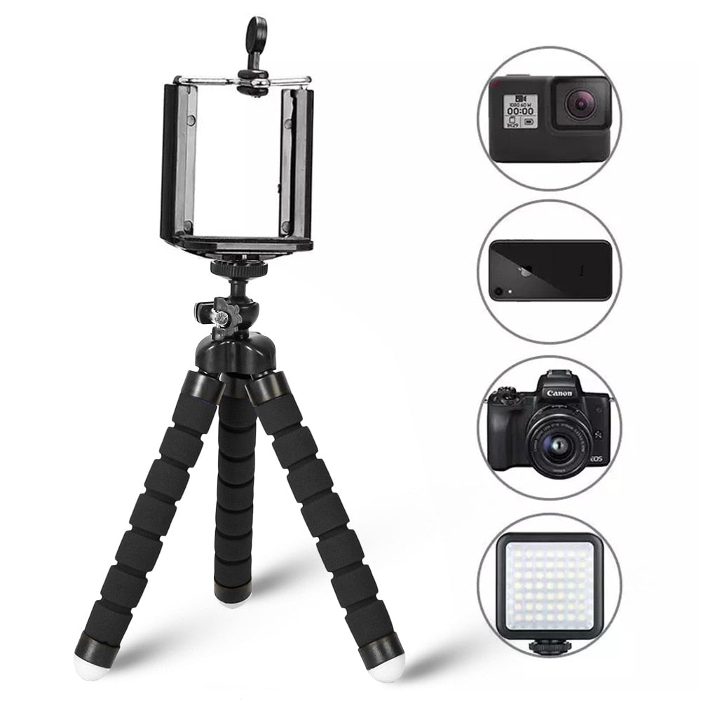 Tripod for Phone Flexible Sponge Octopus Mini Tripod for IPhone Mini Camera Tripod Phone Holder Clip Stand