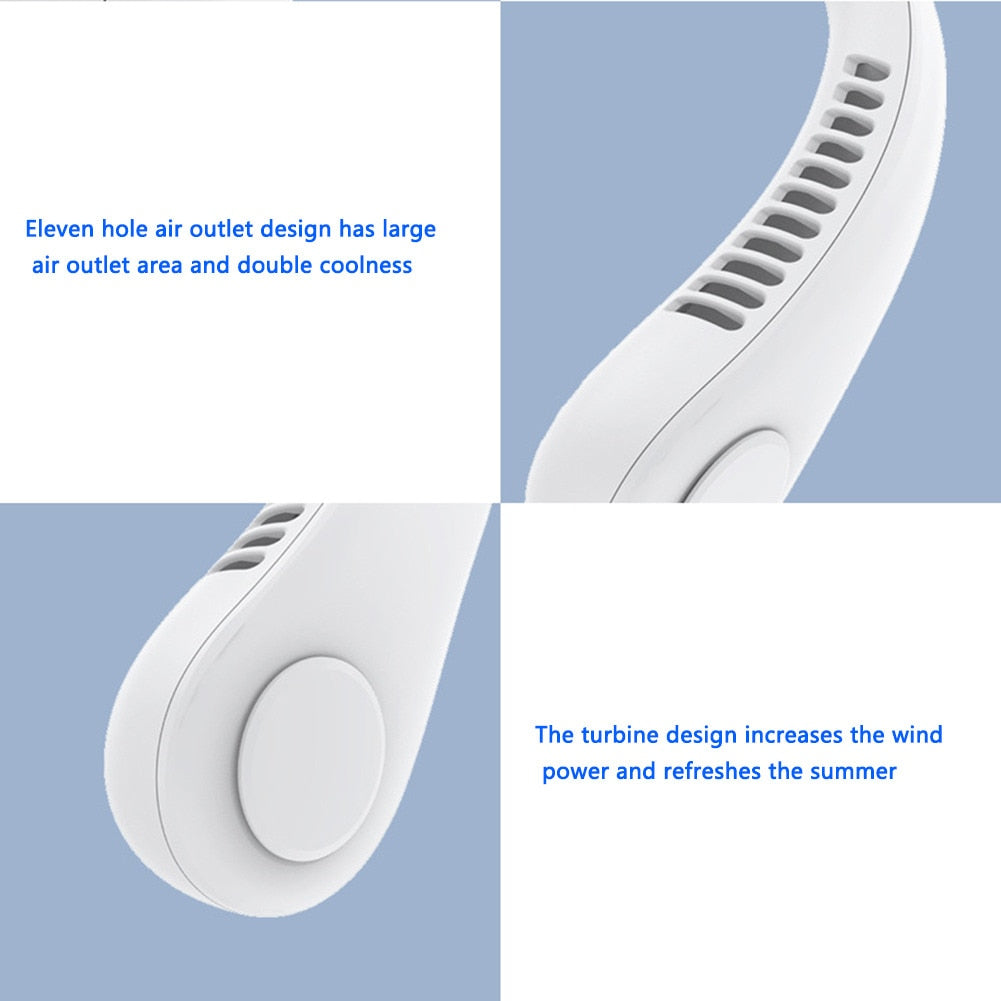 Bladeless Fan Portable Neck Fan USB Rechargeable Fan Mute Sports Fans Air Cooler Cooling Wearable Neckband Fans
